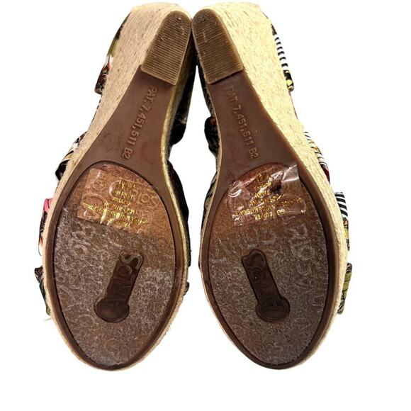 Carlos Santana Sandals Womens 7.5 Morena Wedge Espadrille Platform Jute Tropical - Picture 13 of 16